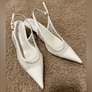 Tony Blanco Elegant White Mesh Slingback Heels